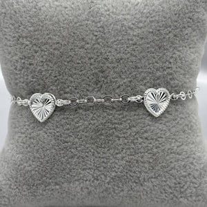 #PA336 - Pulsera Corazones Diamantado Plata - A11/3.8