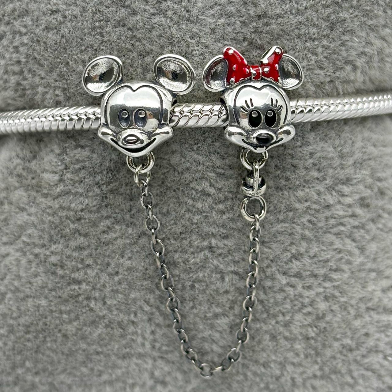 #PAN427 - Charm Cadena Con Mickey Y Minnie Mouse Plata - B11/5.1