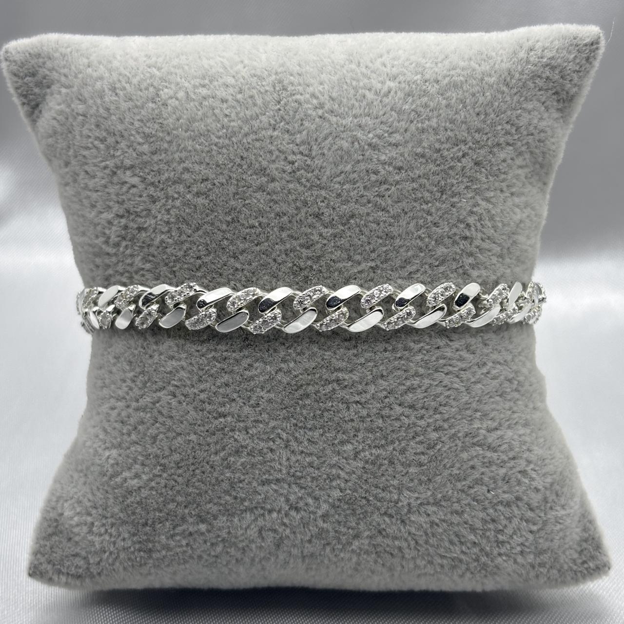 #PO128 - Pulso Monaco Piedra Zirconia Baño Rodio/Plata - 6 mm - MI14.1