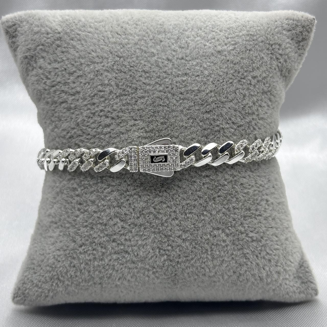 #PO129 - Pulso Monaco Piedra Zirconia Baño Rodio/Plata - 6 mm - MI14.2