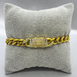 #POL116 - Pulso Tipo Monaco Con Zirconia Oro Laminado 18K