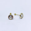 #B10209 - Broquel De Bisel Redondo Diamantado De Oro 10K