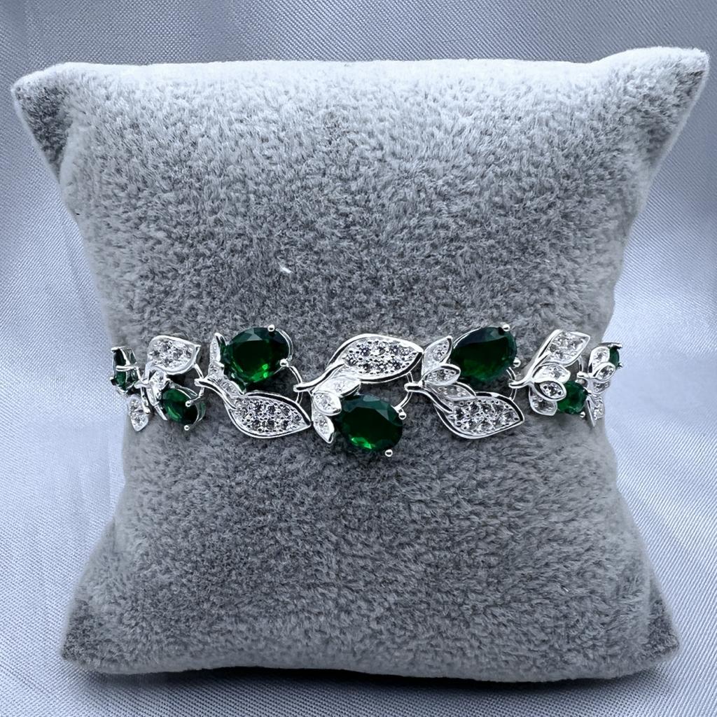 #PA308 - Pulsera De Hojas Con Flores De Piedra - AI11.0