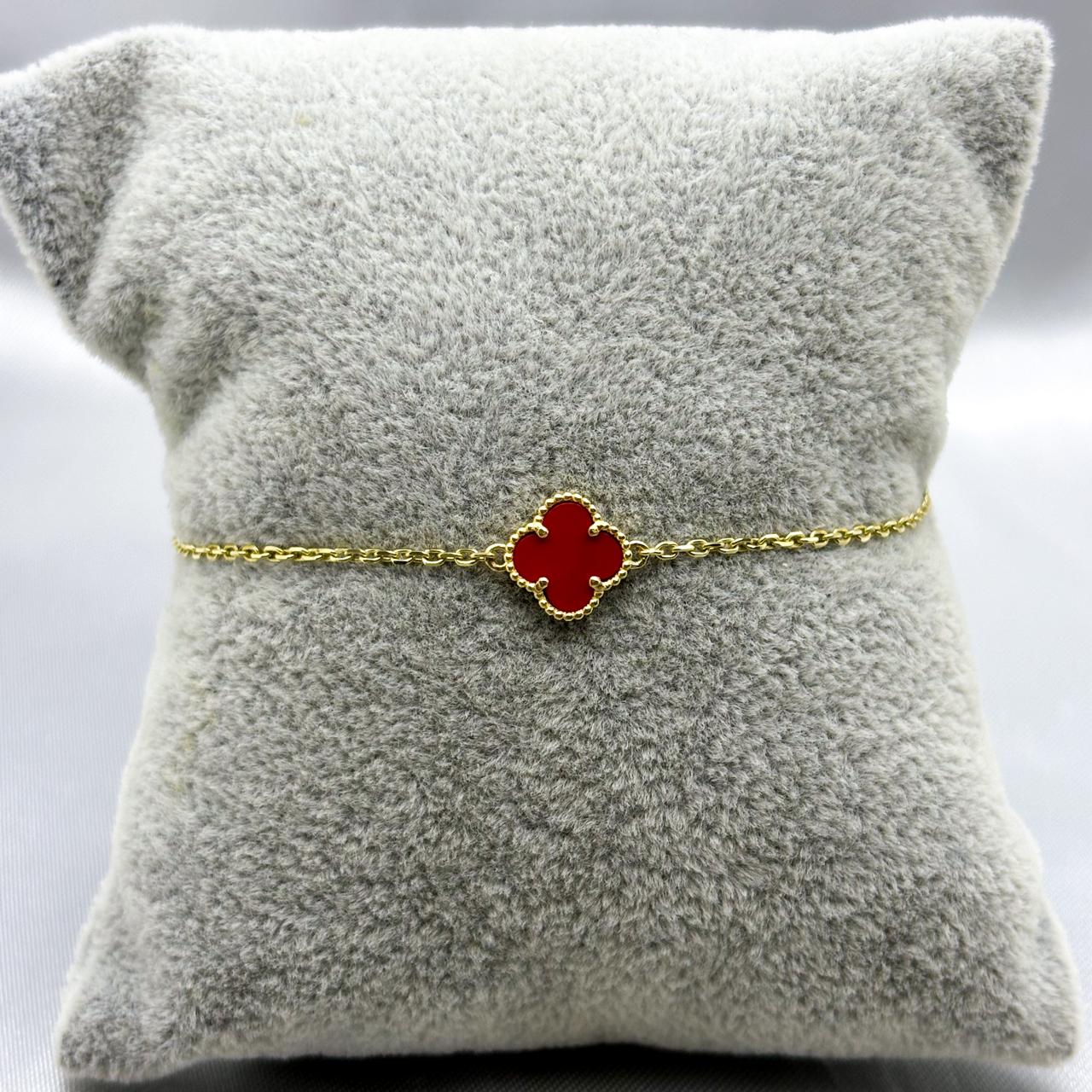 #PA10108- Pulsera Tipo Van Cleef De 1 Trébol De Oro 10K - J21/1.9
