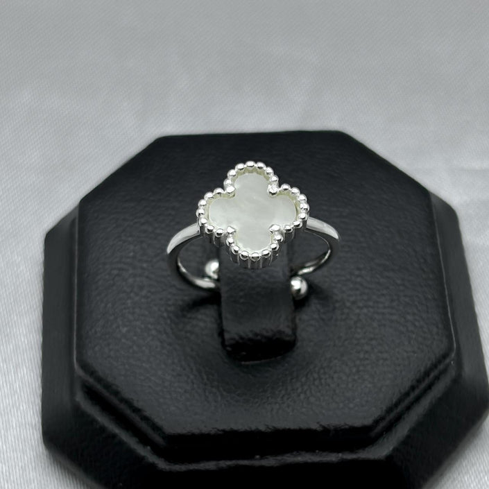 #AD155 - Anillo Ajustable Trébol Tipo Van Cleef Plata - PU2.7