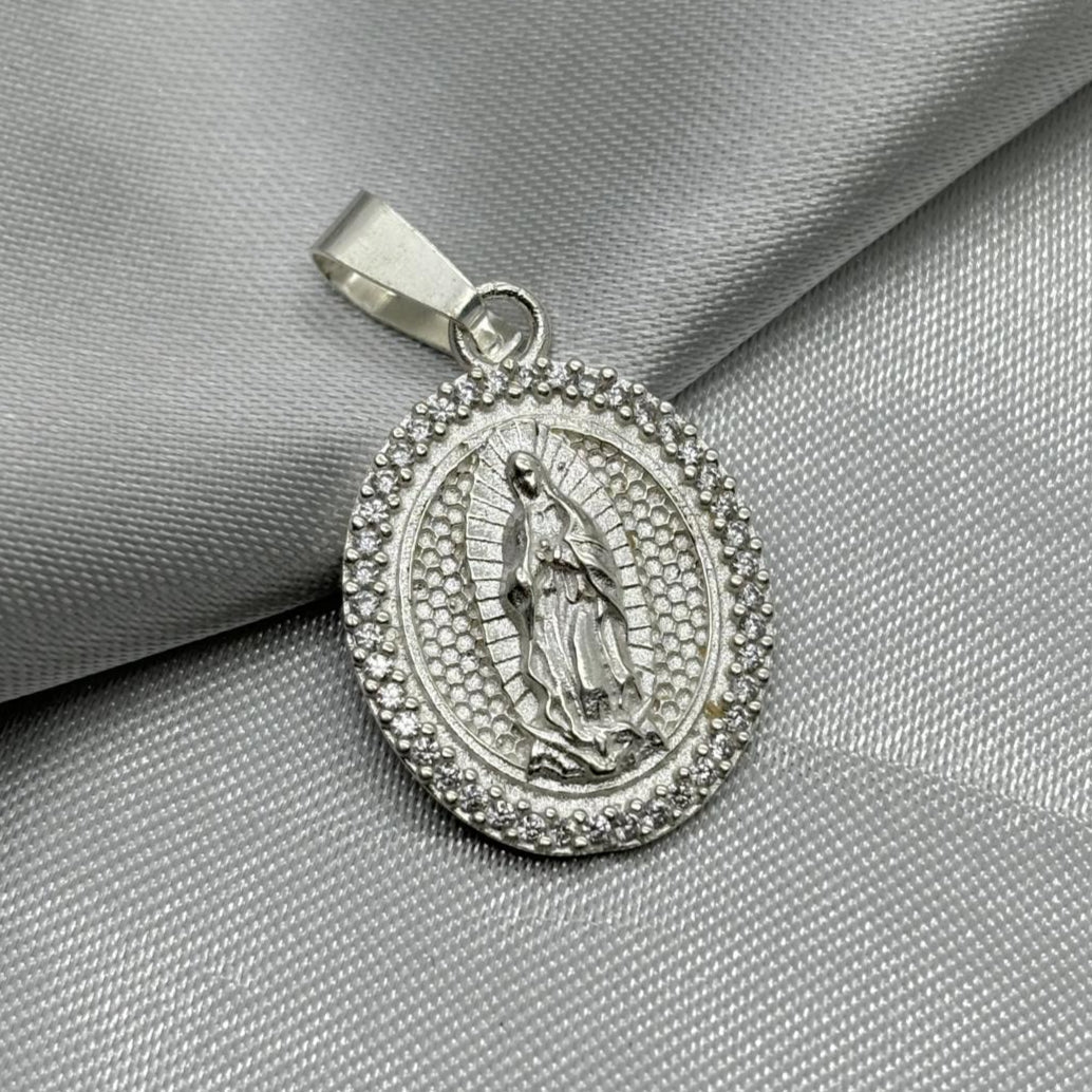 #D245 - Dije/Medalla Virgen De Guadalupe Con Zirconia Plata - F4.6