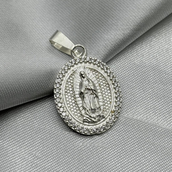 #D245 - Dije/Medalla Virgen De Guadalupe Con Zirconia Plata - F4.6