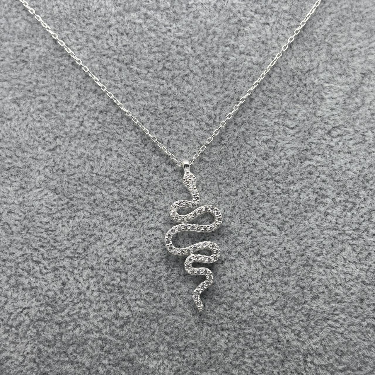 #G103 - Gargantilla Serpiente Con Zirconias Plata - MI3.0