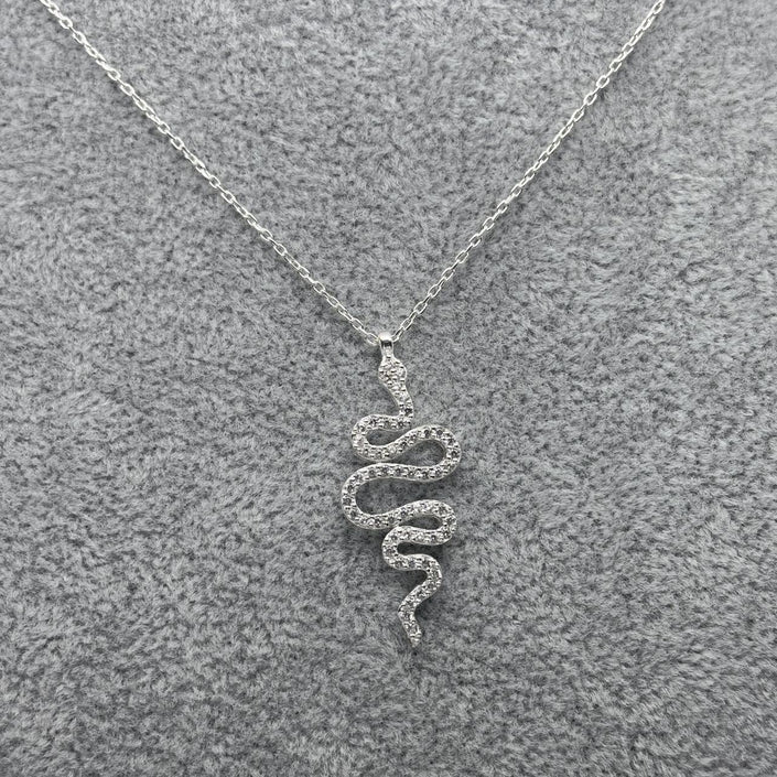 #G103 - Gargantilla Serpiente Con Zirconias Plata - MI3.0