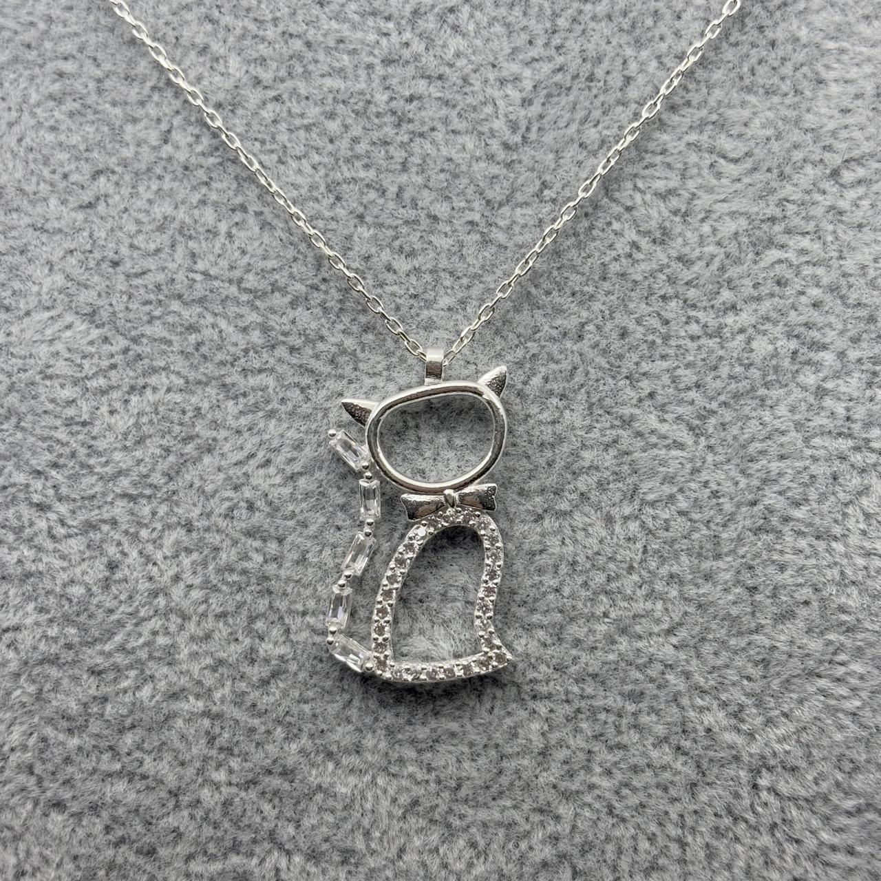 #G104 - Gargantilla De Gato Con Zirconia Plata - MI3.3