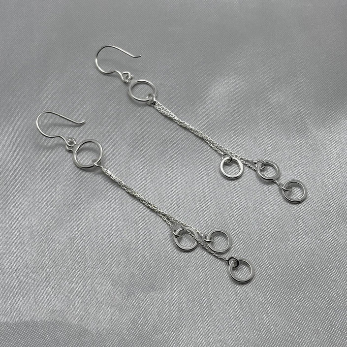 #AR221 - Arete Colgante Con Argollas Plata - F4.2