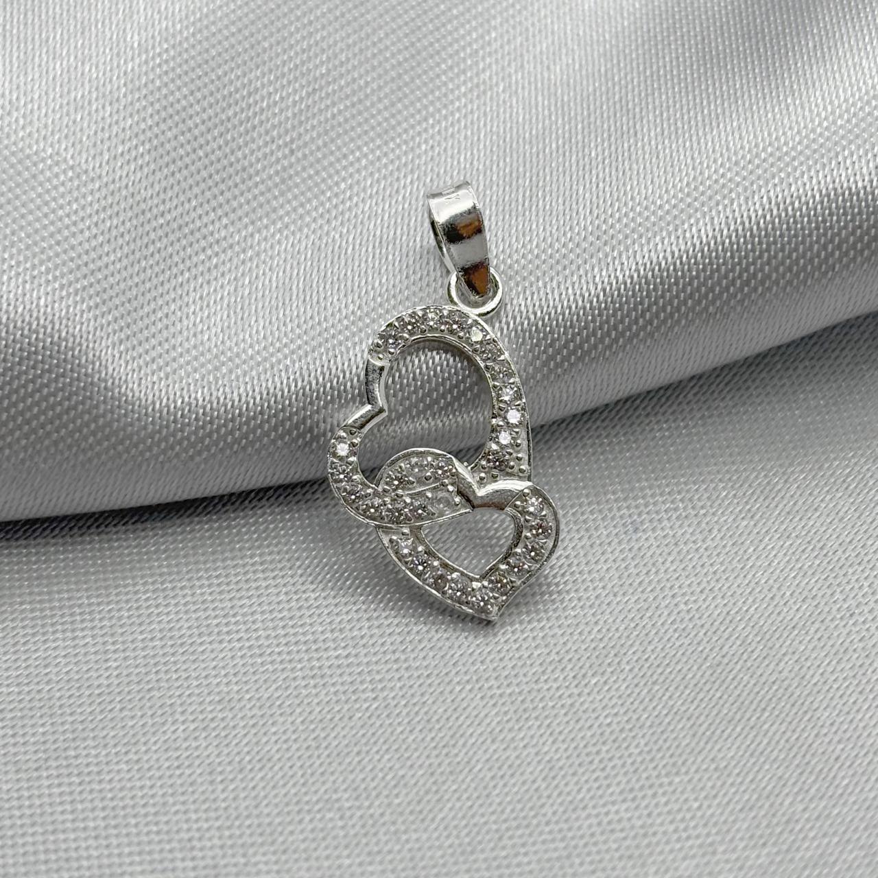 #D237 - Dije Doble Corazón Piedra Zirconia Plata - F1.1