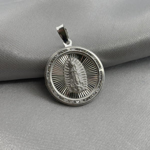 #D182 - Dije/Medalla Virgen De Guadalupe Con Piedra Zirconia Plata - LL2.5