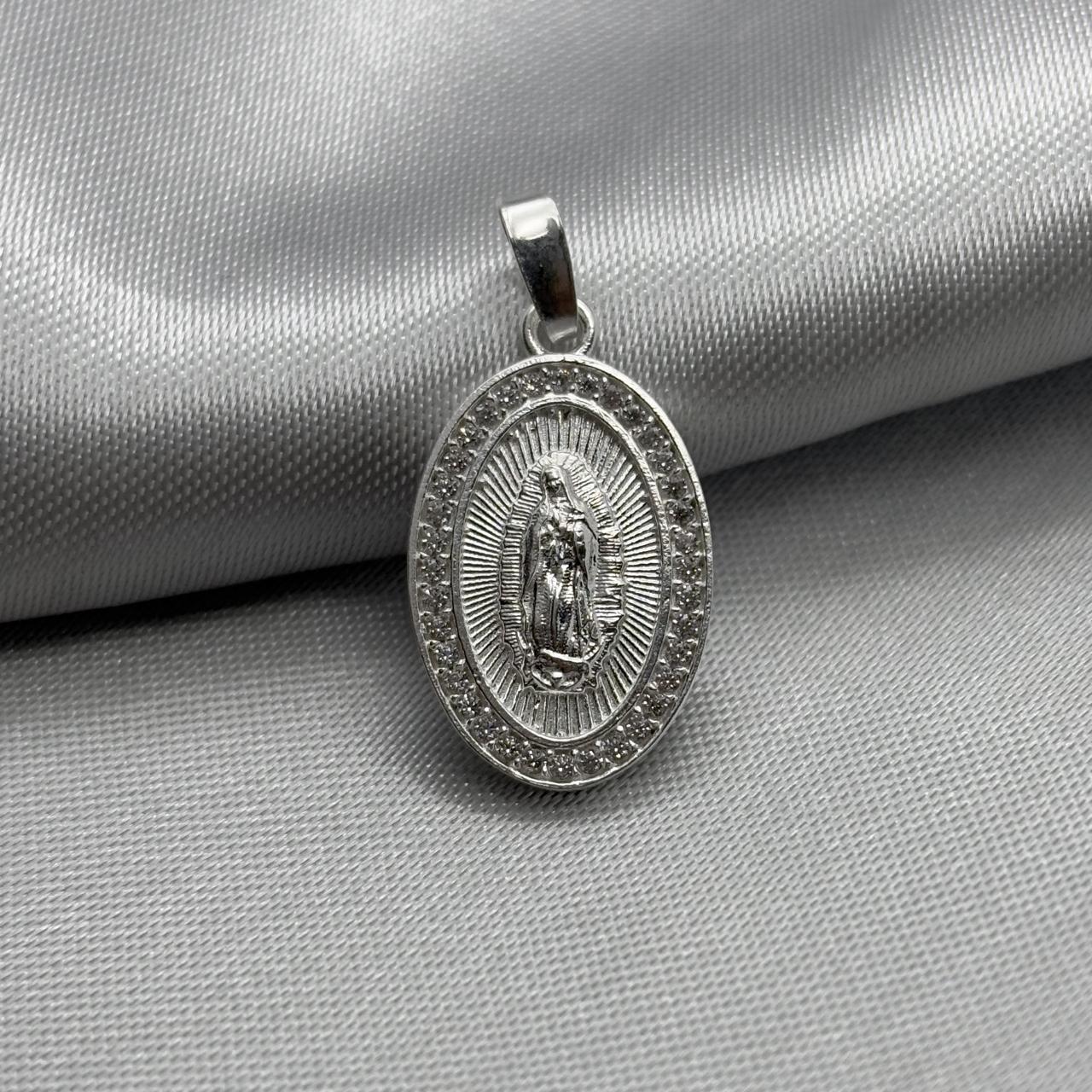#D185 - Dije/Medalla Virgen De Guadalupe Con Piedra Zirconia Plata - F1.8