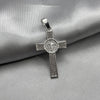#D188 - Dije Cruz De San Benito Con Piedra Zirconia Plata - F2.0