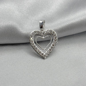 #D214 - Dije Doble Corazón Con Piedra Zirconia Plata - LL1.3