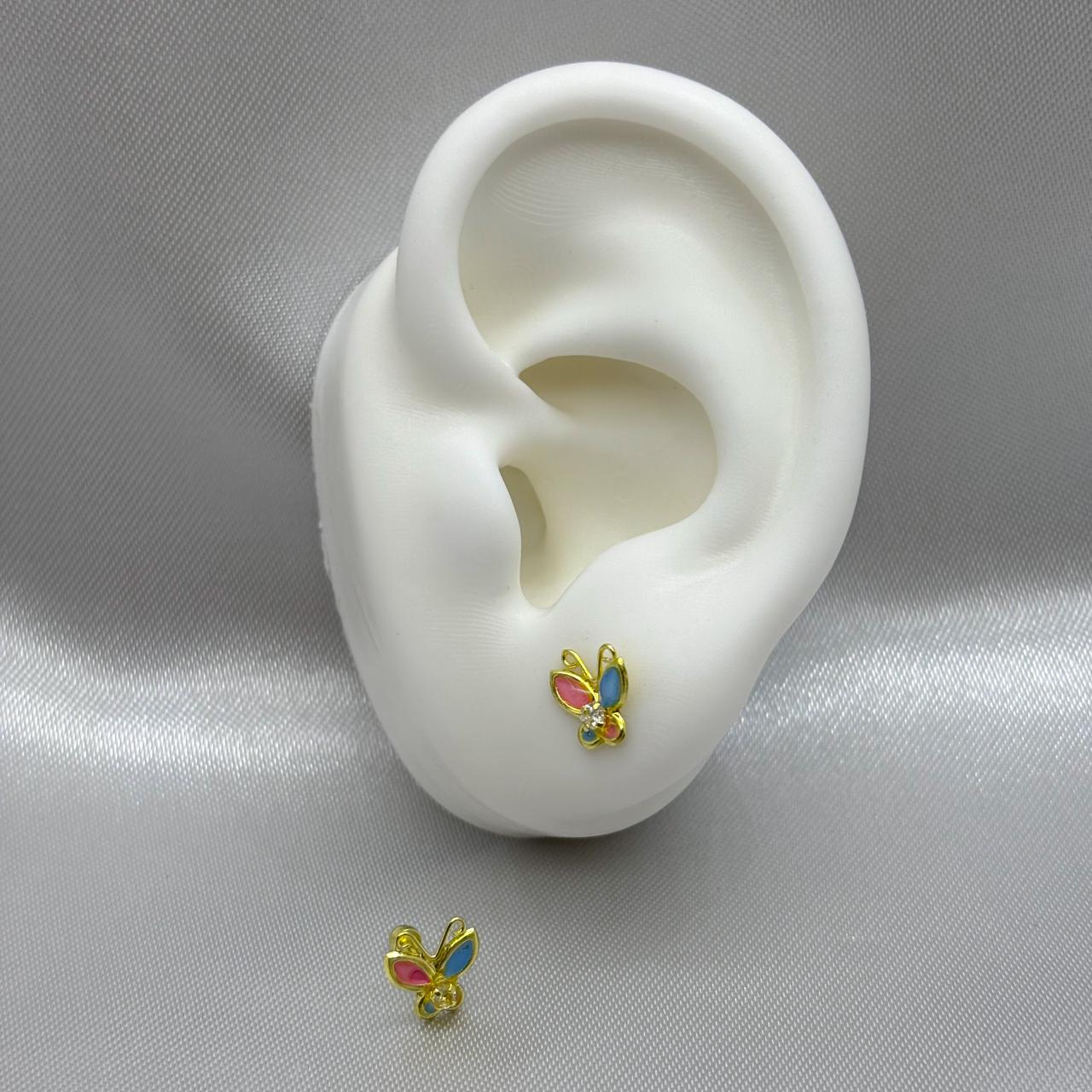#B10124 - Broquel Mariposa Esmaltado Oro 10k