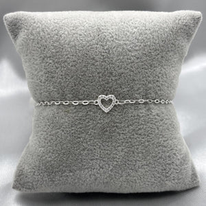 #PA112 - Pulsera Corazón Piedra Zirconia Plata - LL2.6