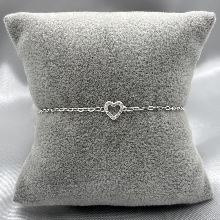 #PA112 - Pulsera Corazón Con Zirconia Plata - LL2.1