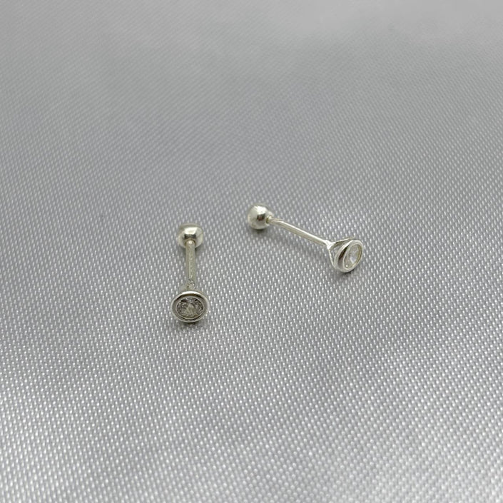 #BR242 - Broquel Biselado Con Zirconia Plata