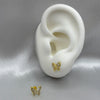 #B10244 - Broquel Mariposa Monarca Piedra Zirconia Oro 10K