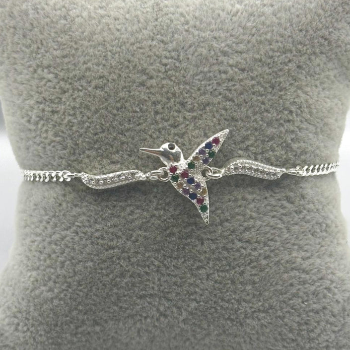 #PA121 - Pulsera Colibrí De Plata Con Zirconia - F3.8