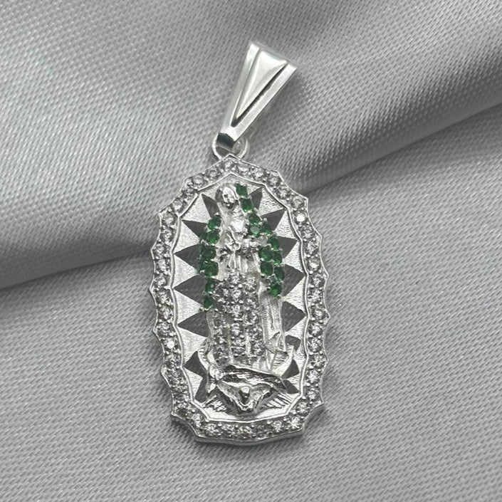 #D108 - Dije Virgen María Con Zirconias Plata - F3.9