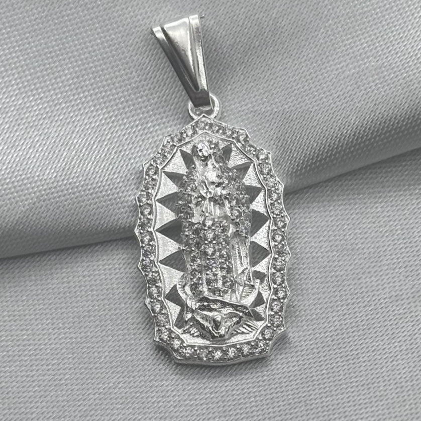 #D108 - Dije Virgen María Con Zirconias Plata - F3.9