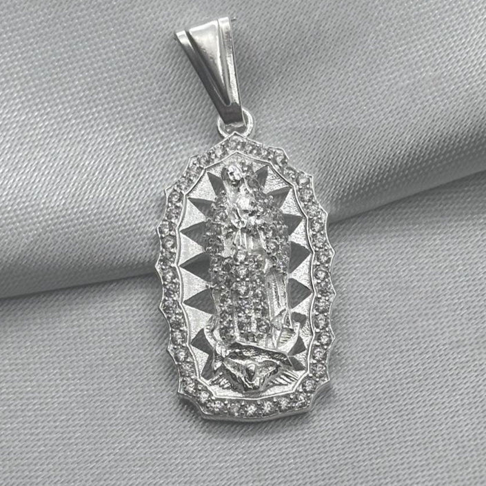 #D108 - Dije Virgen María Con Zirconias Plata - F3.9