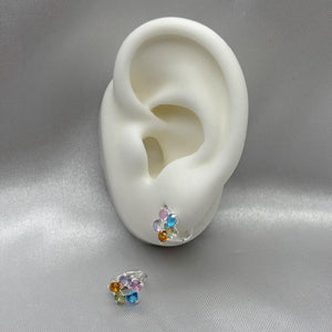 #H150 - Huggie De Flor Con Zirconia Plata - F2.3