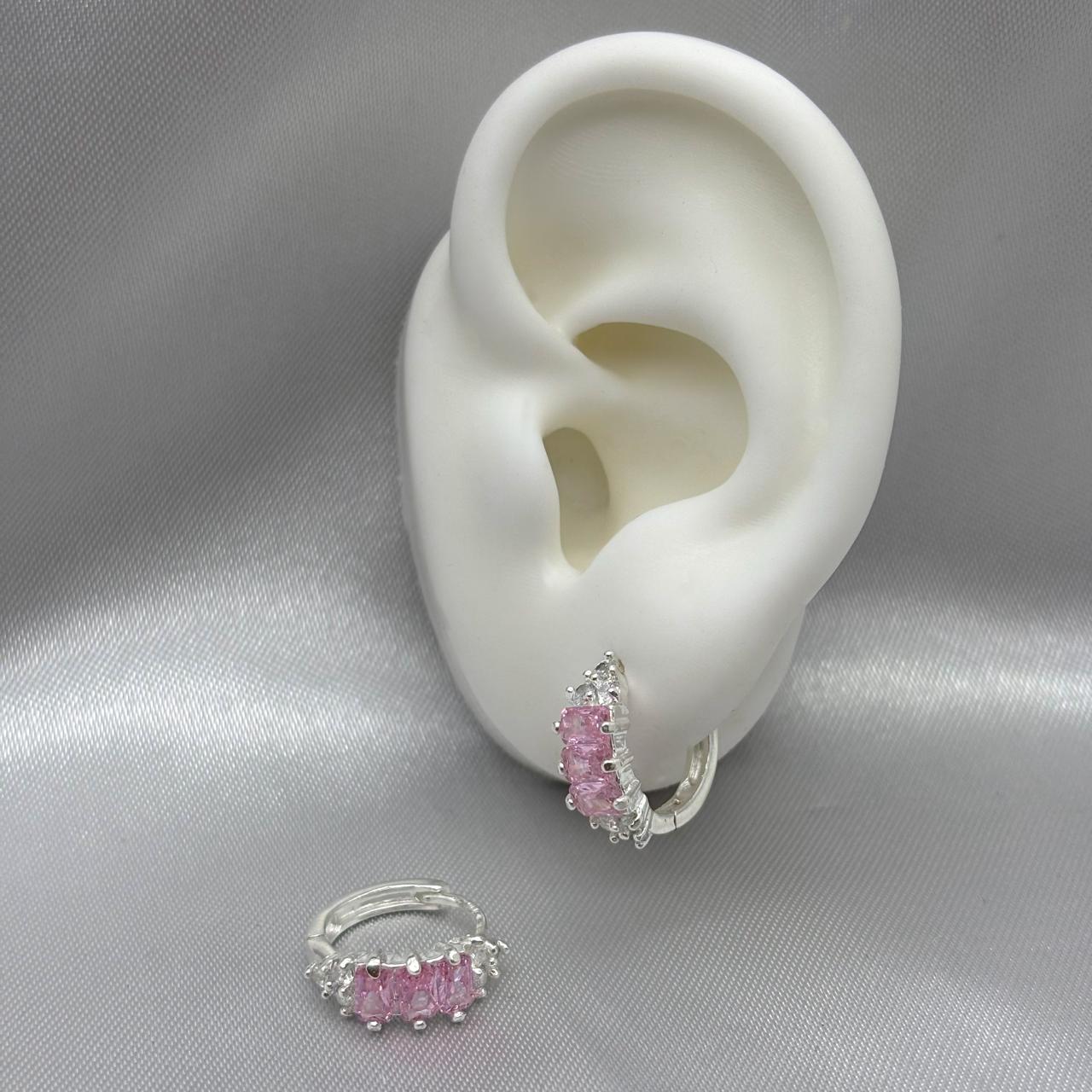 #H112 - Huggie Con Zirconia Plata - F4.0