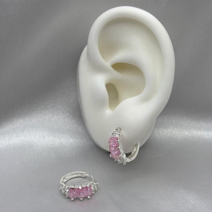 #H112 - Huggie Con Zirconia Plata - F4.0