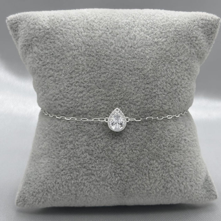 #PA316 - Pulsera Con Piedra Zirconia De Gota Plata - LL1.5