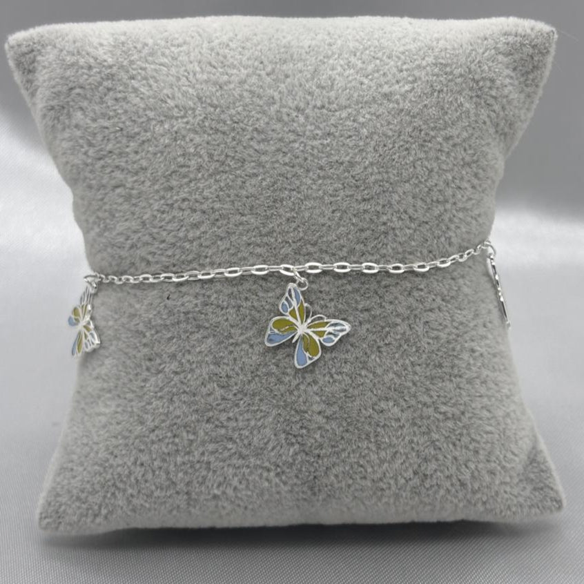 #PA296 - Pulsera Mariposa Esmaltada Plata  - A18/2.3