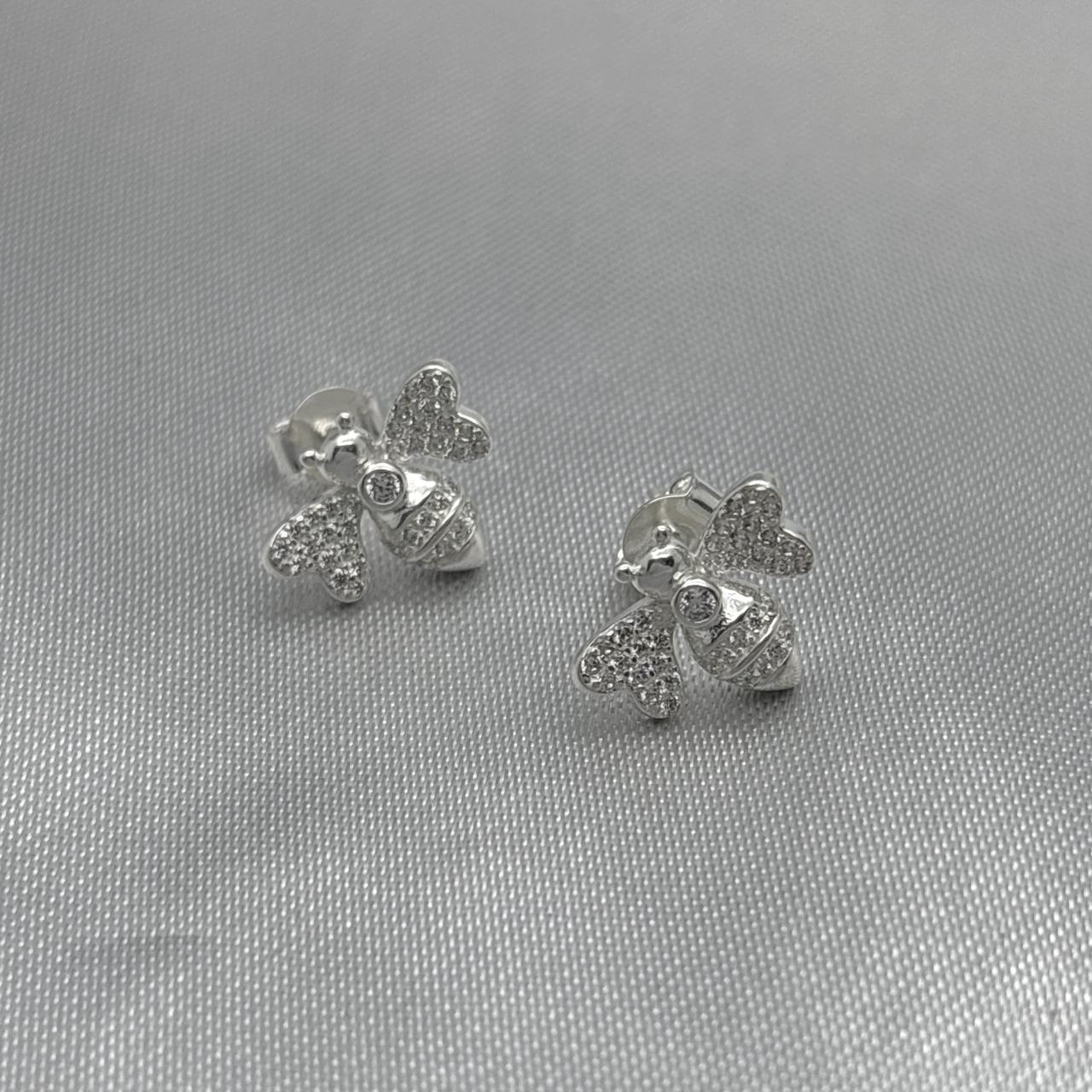 #BR165 - Broquel Abeja Con Zirconias Plata - LL2.2