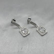 #AR184 - Arete Cuadro Con Piedra Zirconia Central Plata - ZC3.4