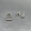 #BR115 - Broquel Corona Real Con Piedra Zirconia Plata - LL2.0