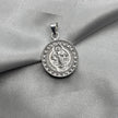 #D337 - Dije San Benito Circular Con Zirconias Plata - ZC3.3