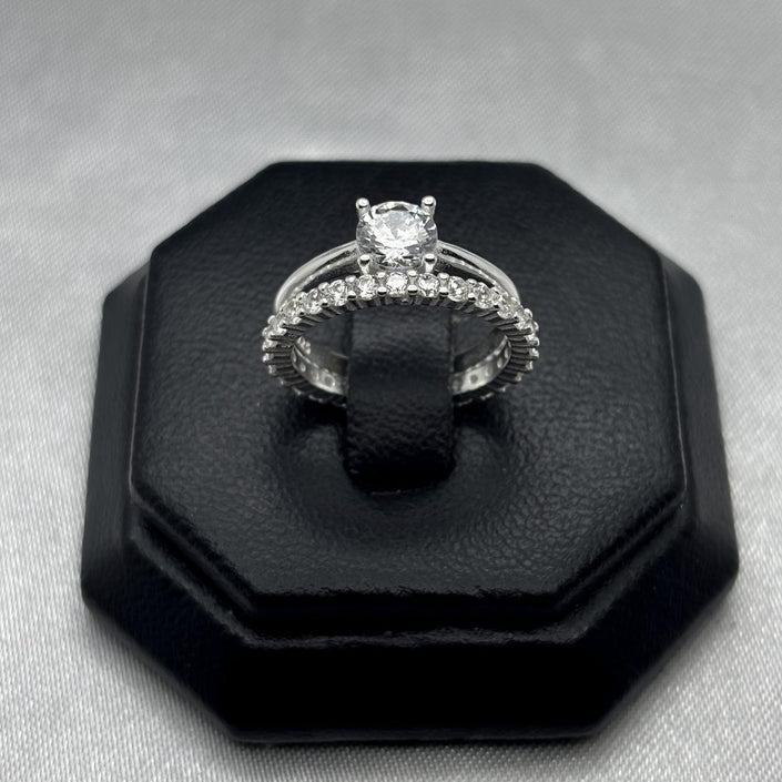 #AL113- Alianza Liso Con Zirconia Y Churumbela Plata - PU4.5