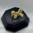 #AOL135 - Anillo Ajustable Moño Con Zirconias Oro Laminado 18K