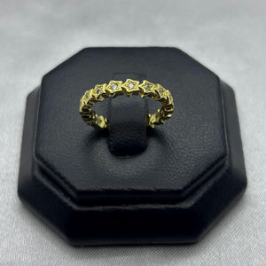 #AOL138 - Anillo Ajustable Estrellas Con Zirconia Oro Laminado 18K