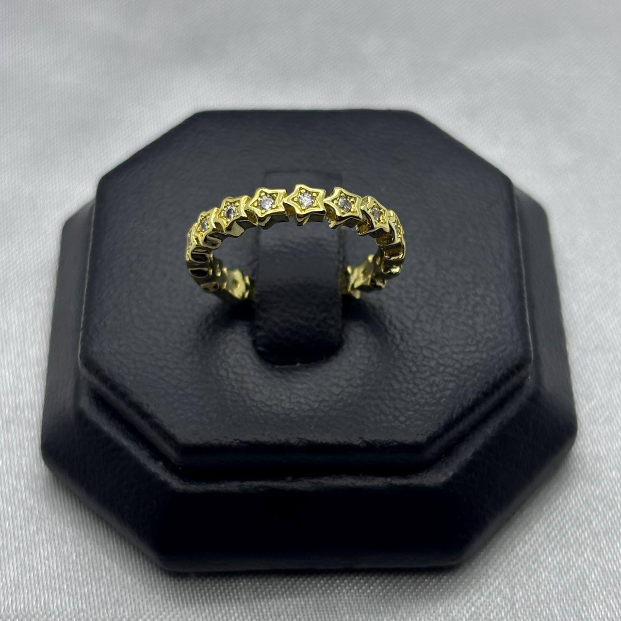 #AOL138 - Anillo Ajustable Estrellas Con Zirconia Oro Laminado 18K