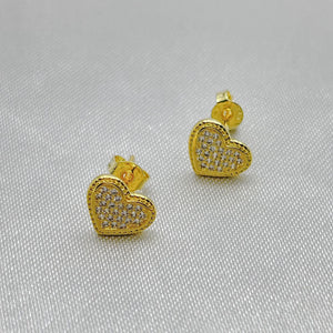 #BOL119 - Broquel Corazón Con Zirconia Oro Laminado 18K