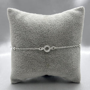 #T113 - Pulsera/Tobillera Círculos Con Zirconia Plata - LL2.3