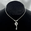 #G256 - Gargantilla Llave Corazón Con Zirconias Plata -MI2.6