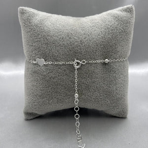 #T114 - Pulsera/Tobillera Corazones Con Zirconia Plata - LL2.0