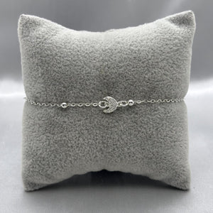 #T112 - Pulsera/Tobillera Lunas Con Zirconia Plata - LL2.2