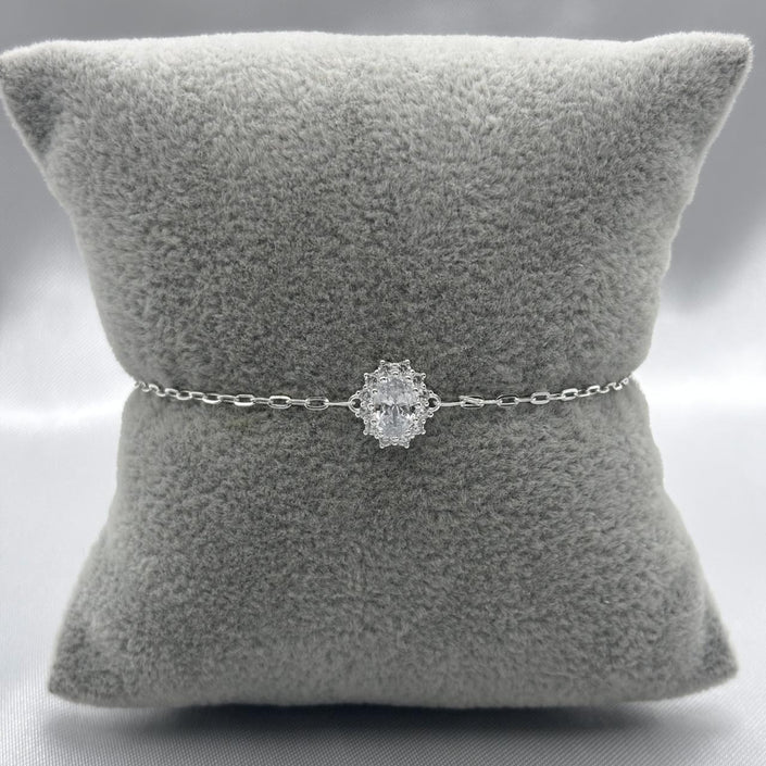 #PA232 - Pulsera Flor Con Zirconia Plata - LL2.1