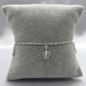 #PA190 - Pulsera Hojas Con Zirconia Plata - LL2.4
