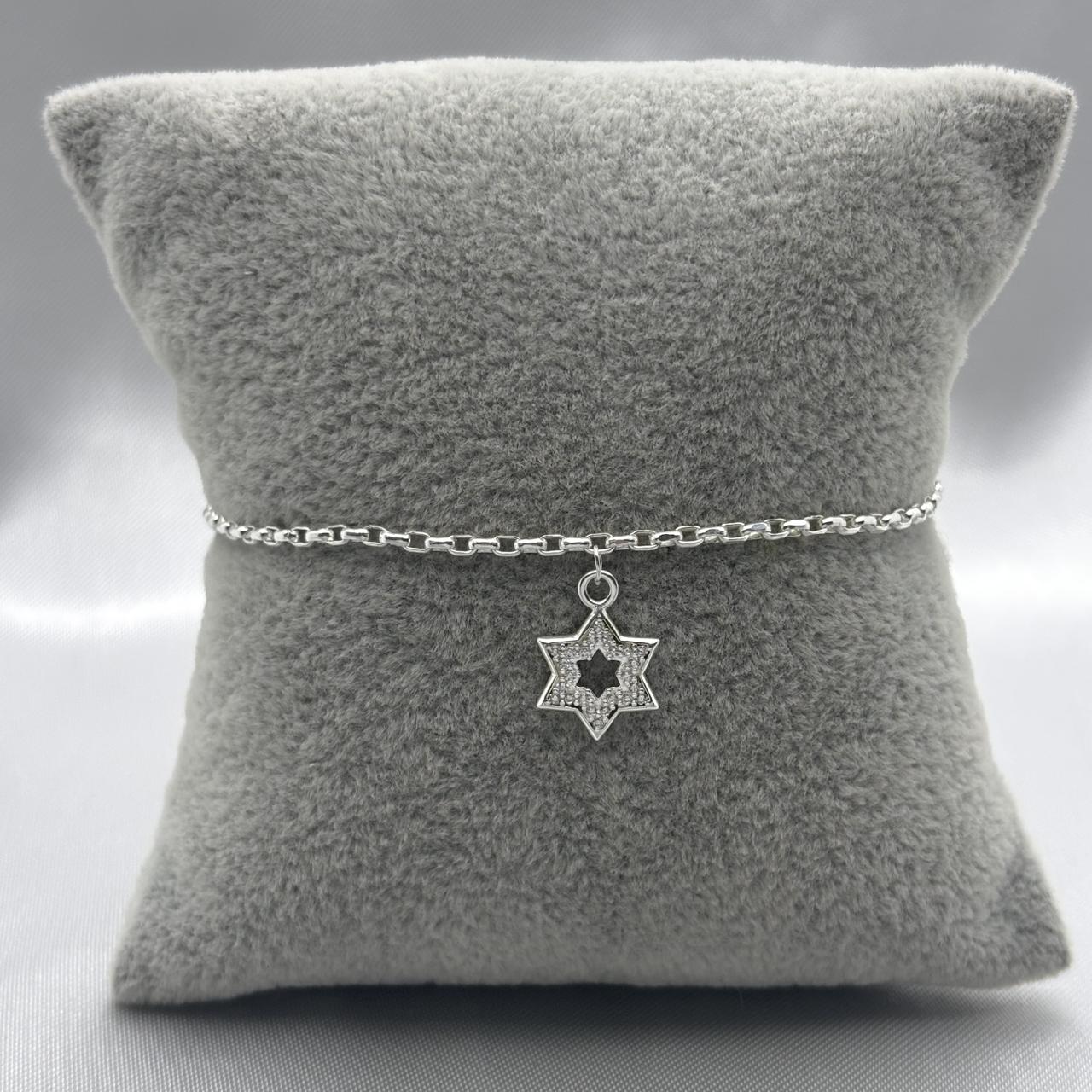#PA220 - Pulsera Estrella De David Con Zirconia Plata - LL2.5